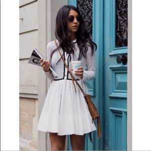 Maje Eyelet Dress with Black Trim